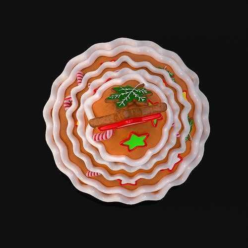 Gingerbread Christmas Tree Low-poly 3D model 7