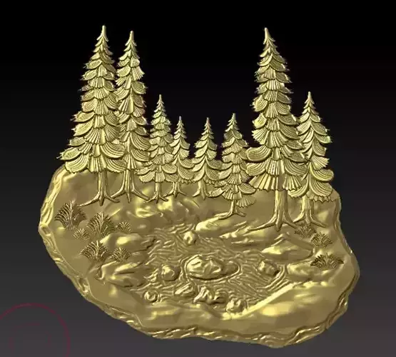 Pine Forest Landscape Relief 3D Model