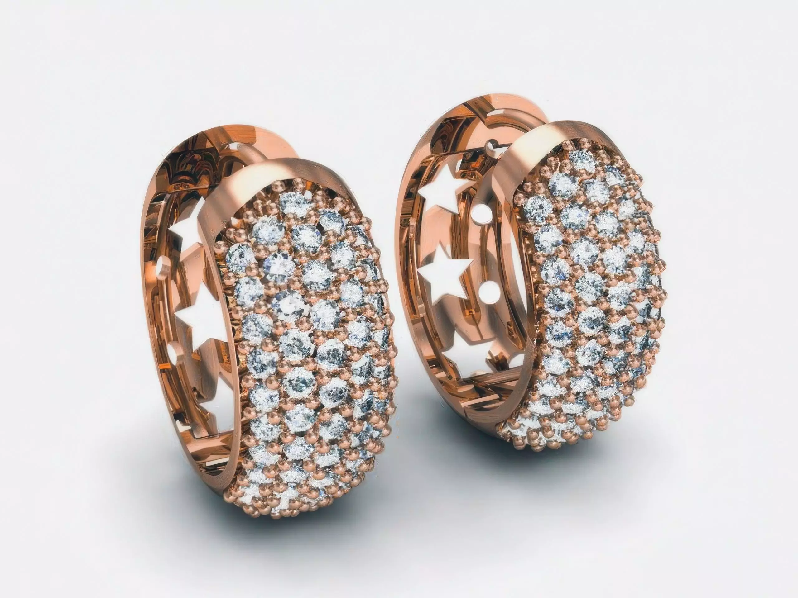 Diamond Hoops Earrings 3D print model