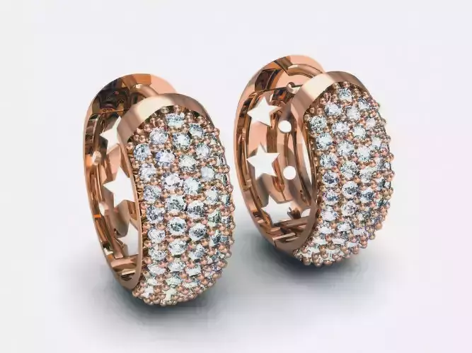 Diamond Hoops Earrings 