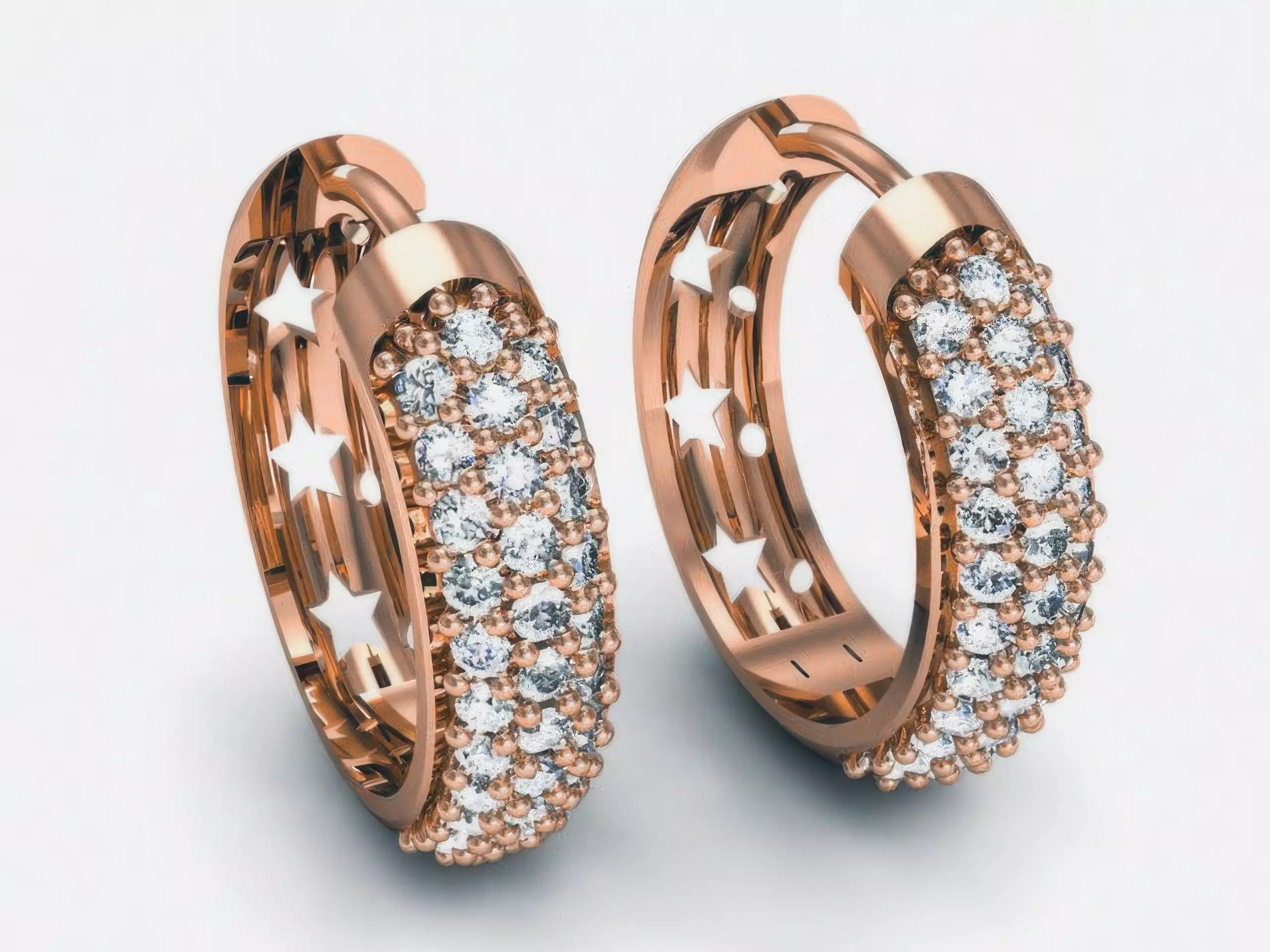 Diamond Hoops Earrings 3D print model