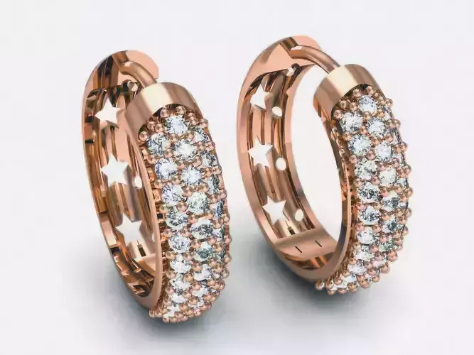 Diamond Hoops Earrings 