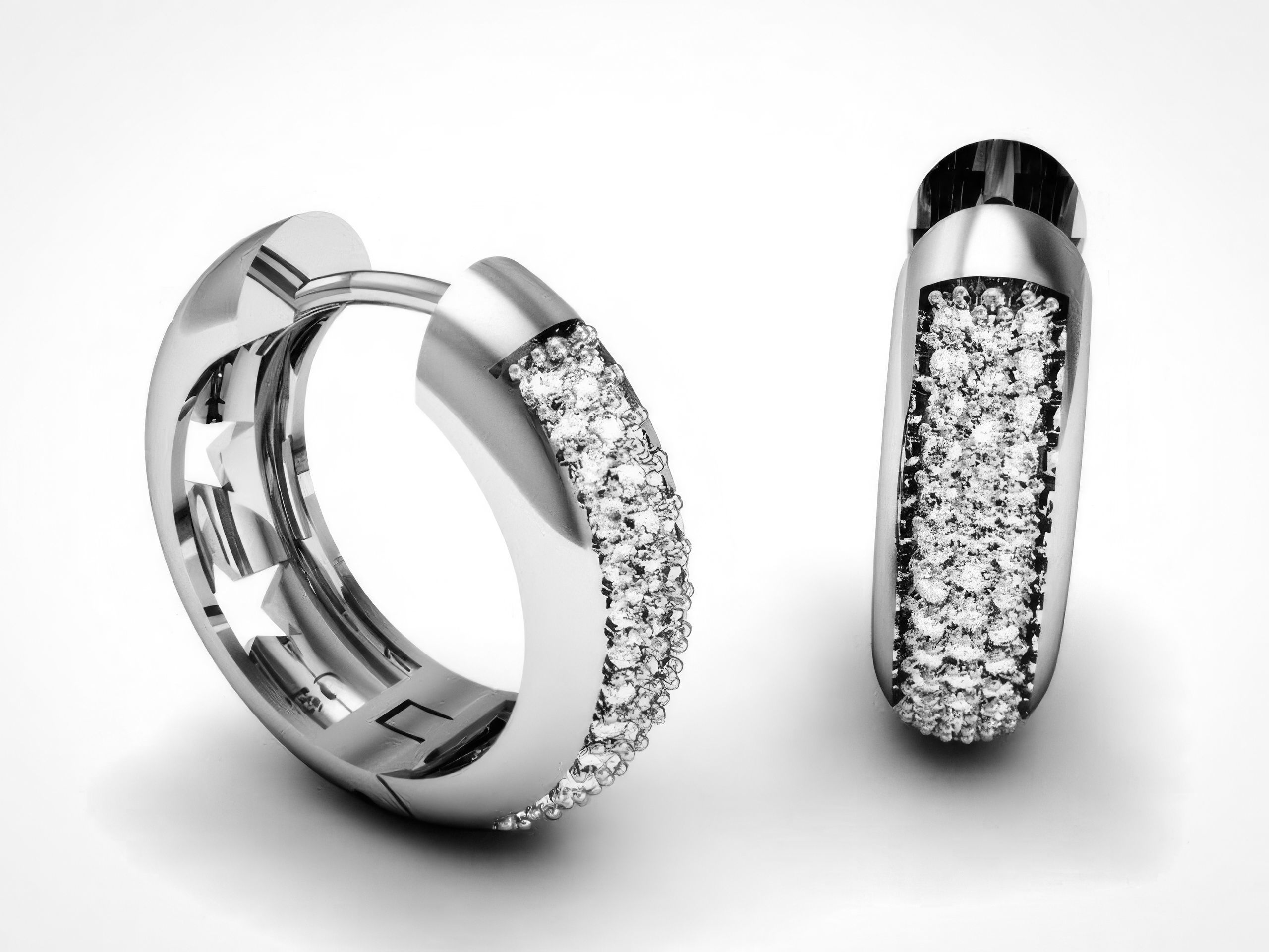 Diamond Hoops Earrings  3D print model_2