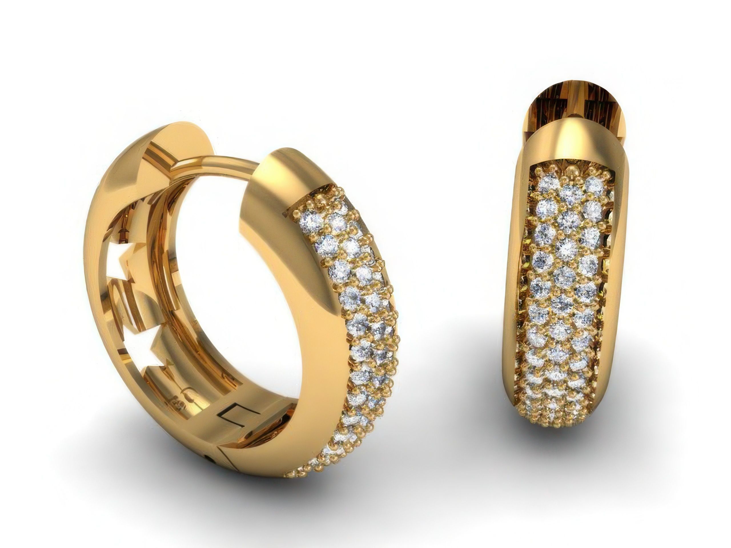 Diamond Hoops Earrings  3D print model_1