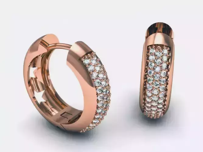 Diamond Hoops Earrings  3D print model Diamond Hoops Earrings  3D print model