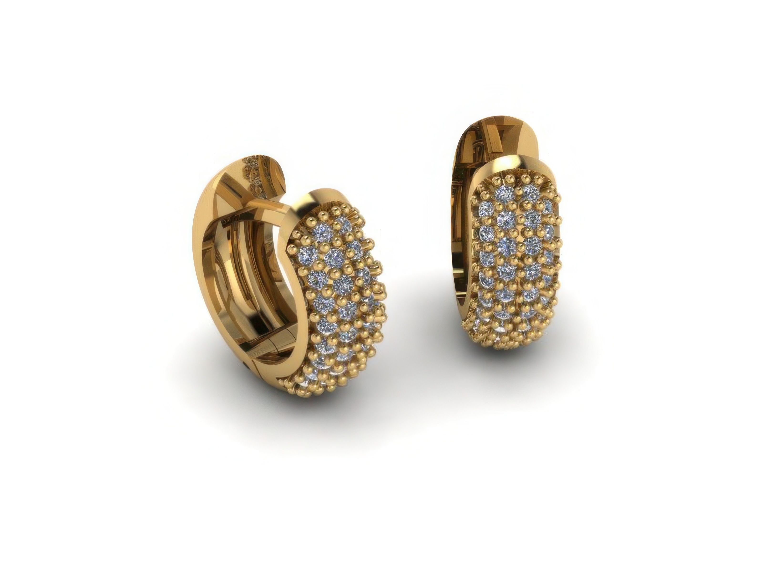 Diamond Hoops Earrings  3D print model_1