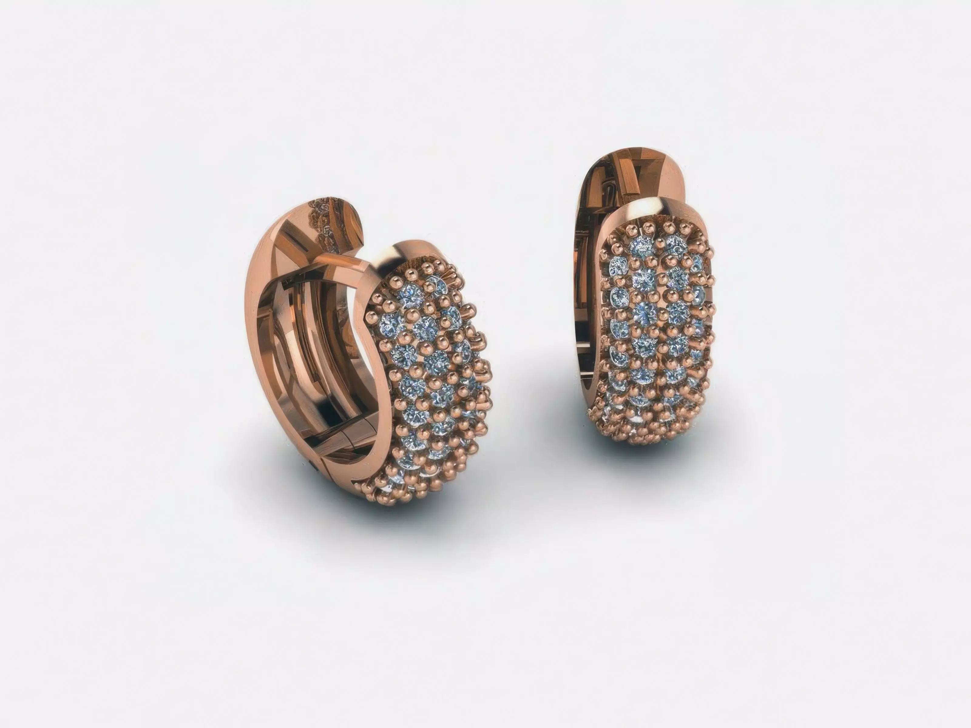 Diamond Hoops Earrings  3D print model_0