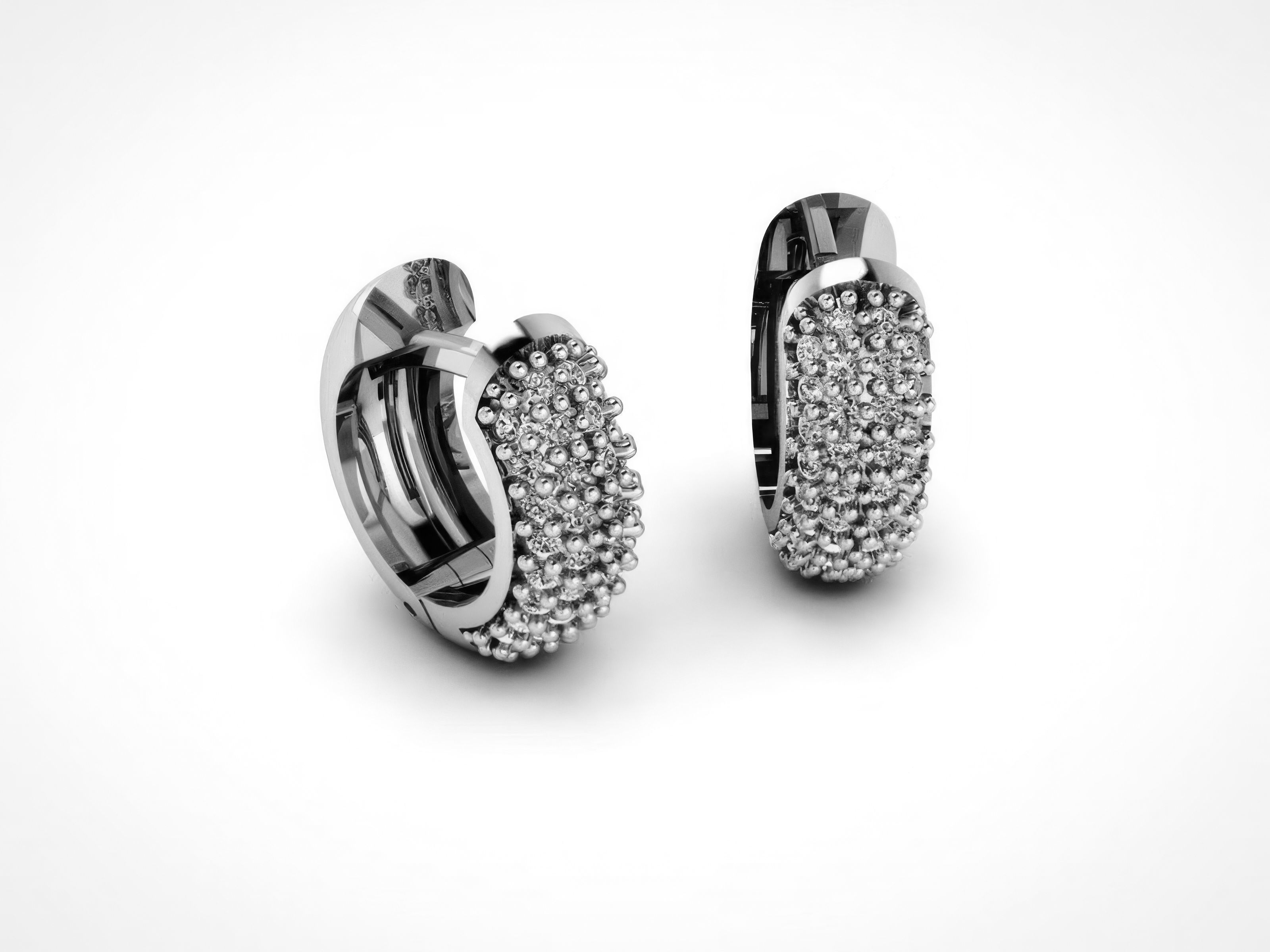 Diamond Hoops Earrings  3D print model_2