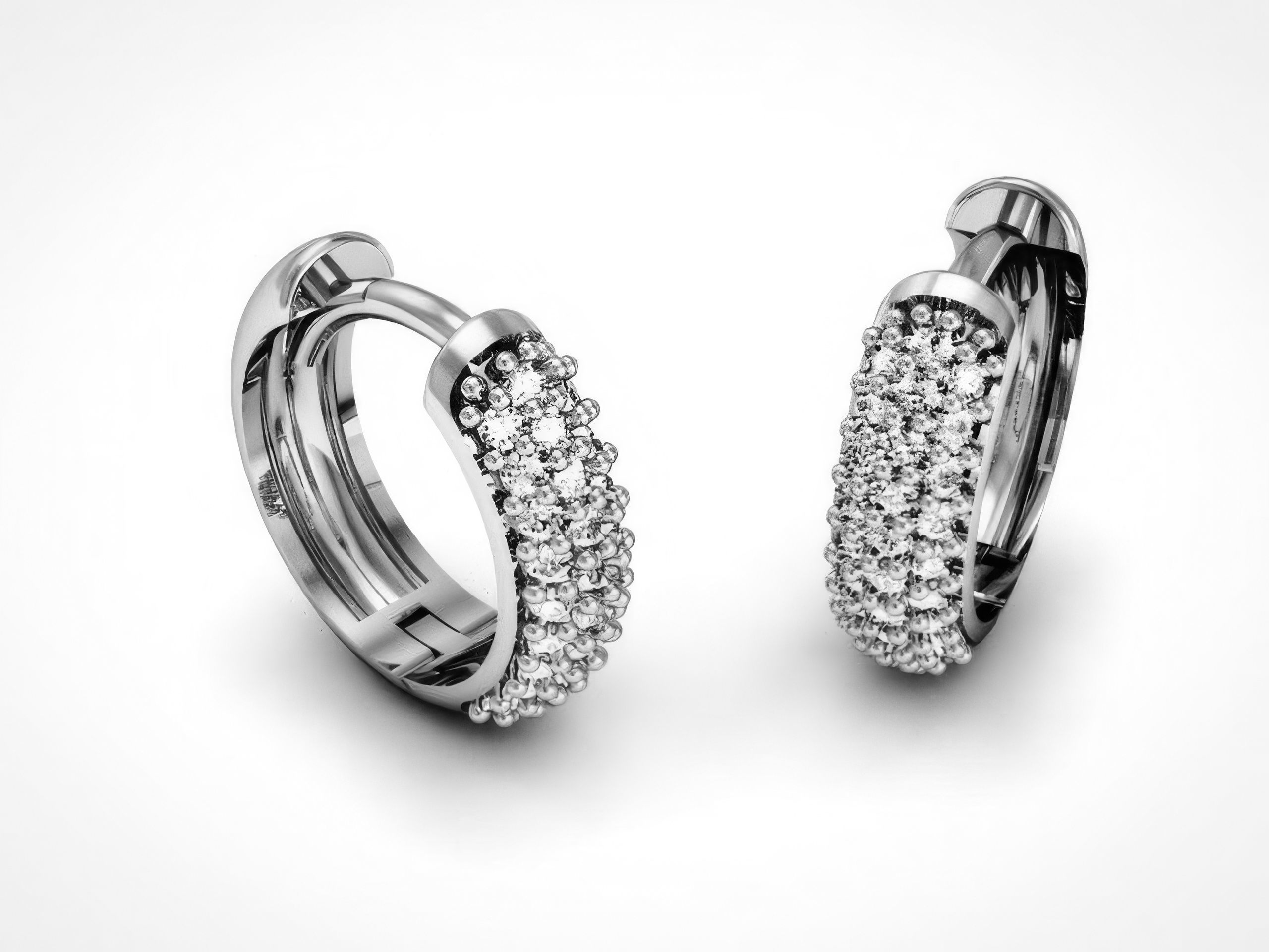 Diamond Hoops Earrings  3D print model_2