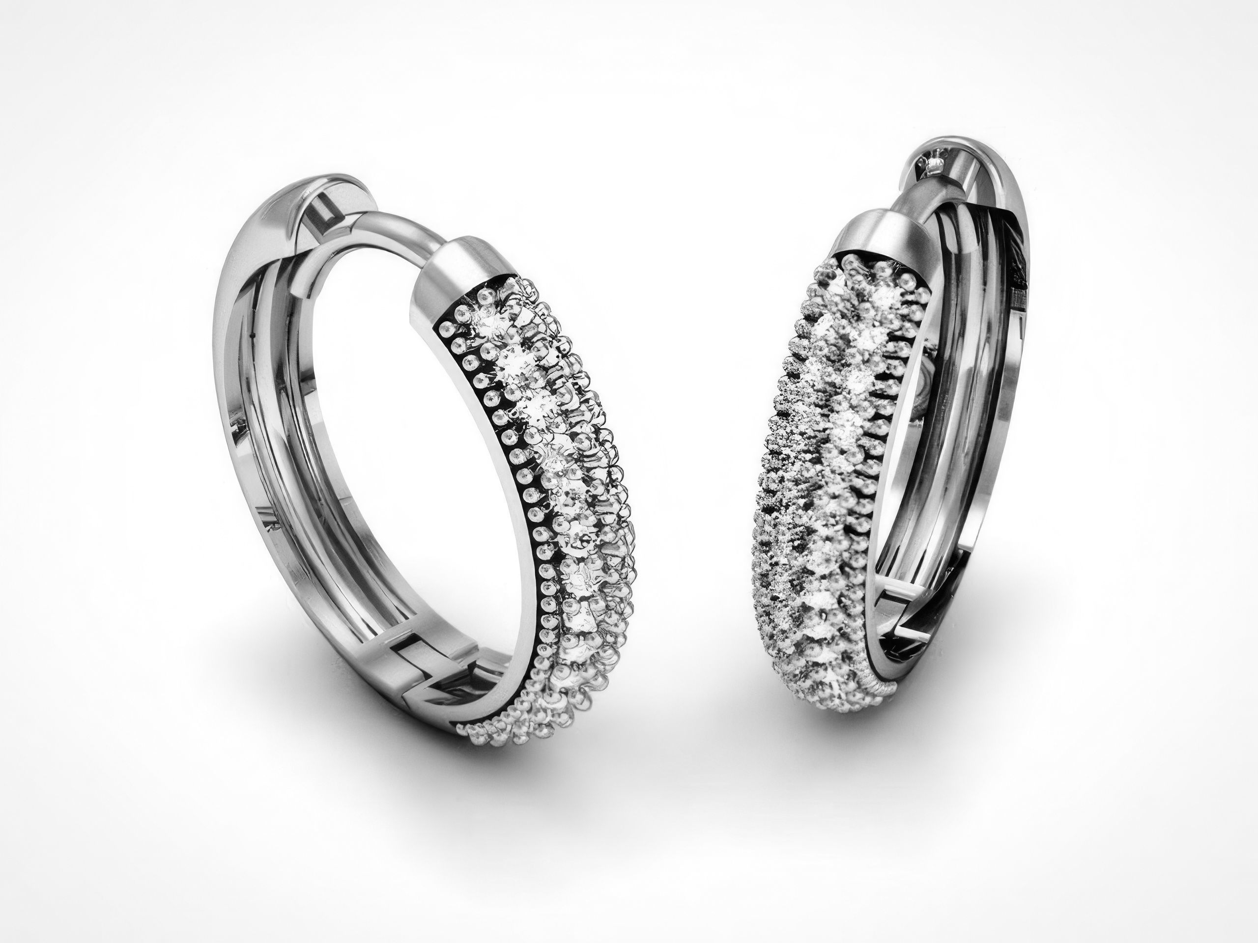 Diamond Hoops Earrings  3D print model_2