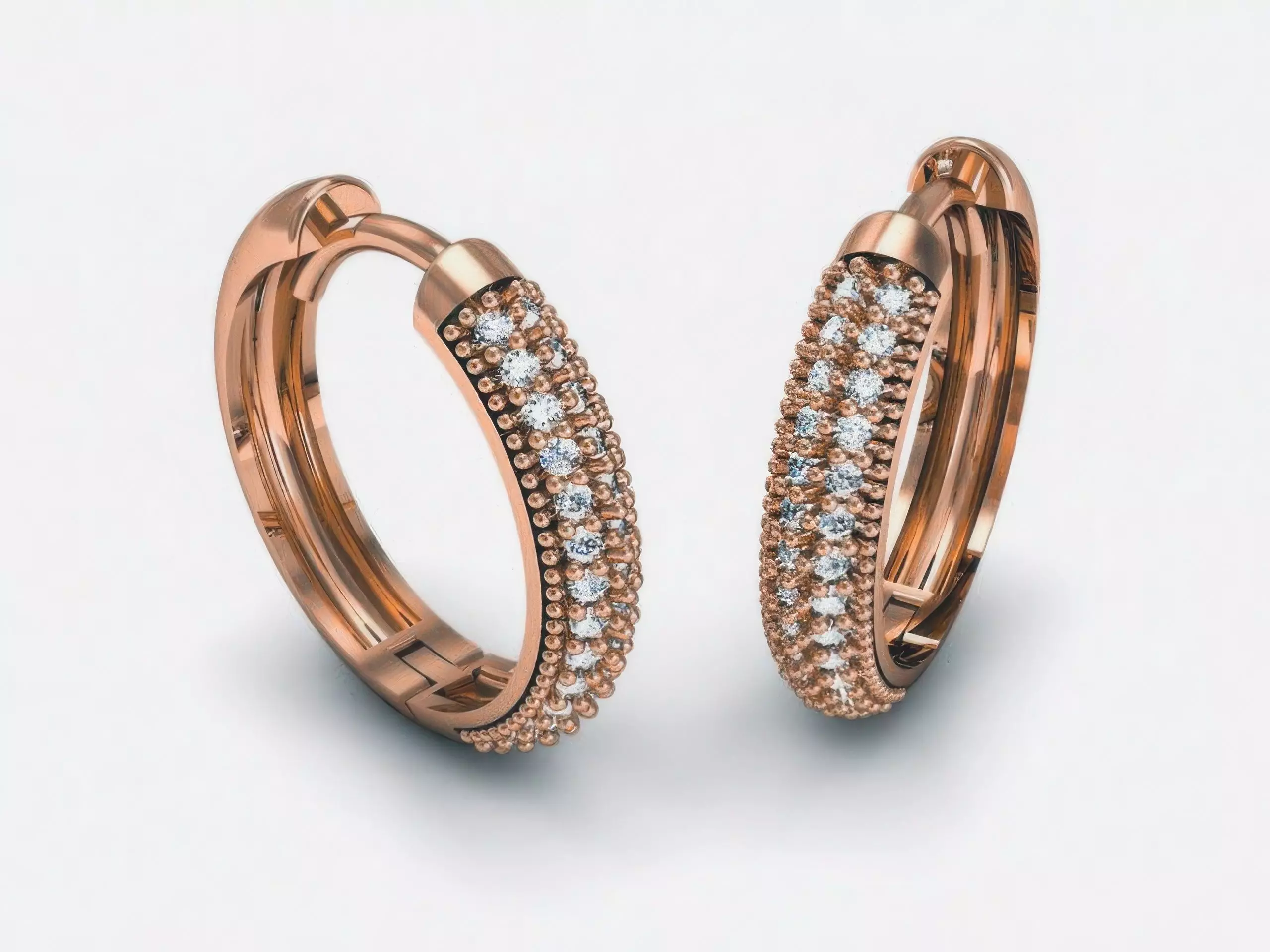 Diamond Hoops Earrings  3D print model_0