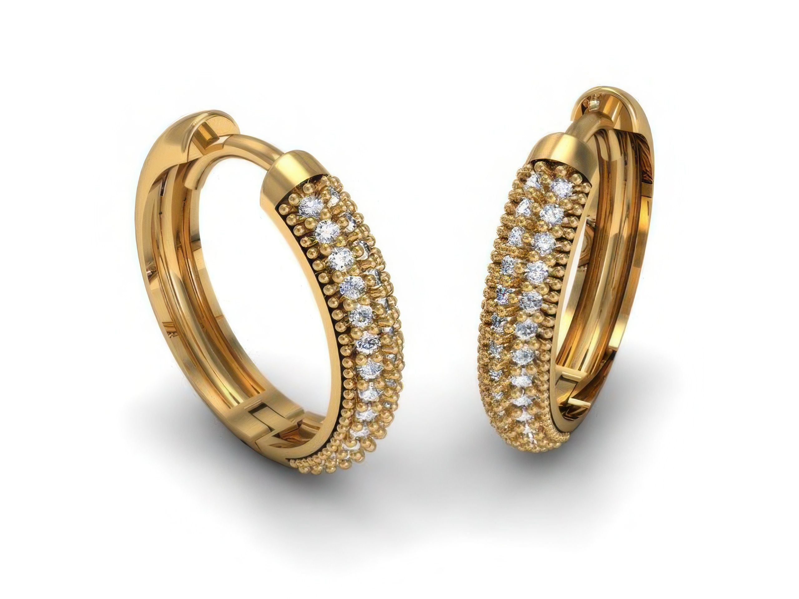 Diamond Hoops Earrings  3D print model_1