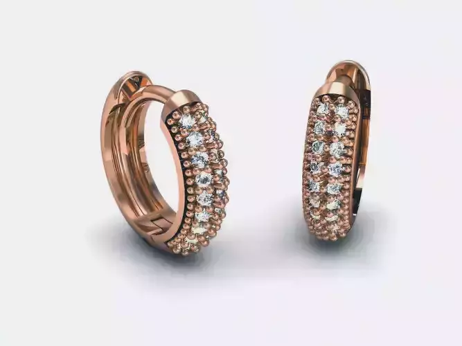 Diamond Hoops Earrings  3D print model Diamond Hoops Earrings  3D print model