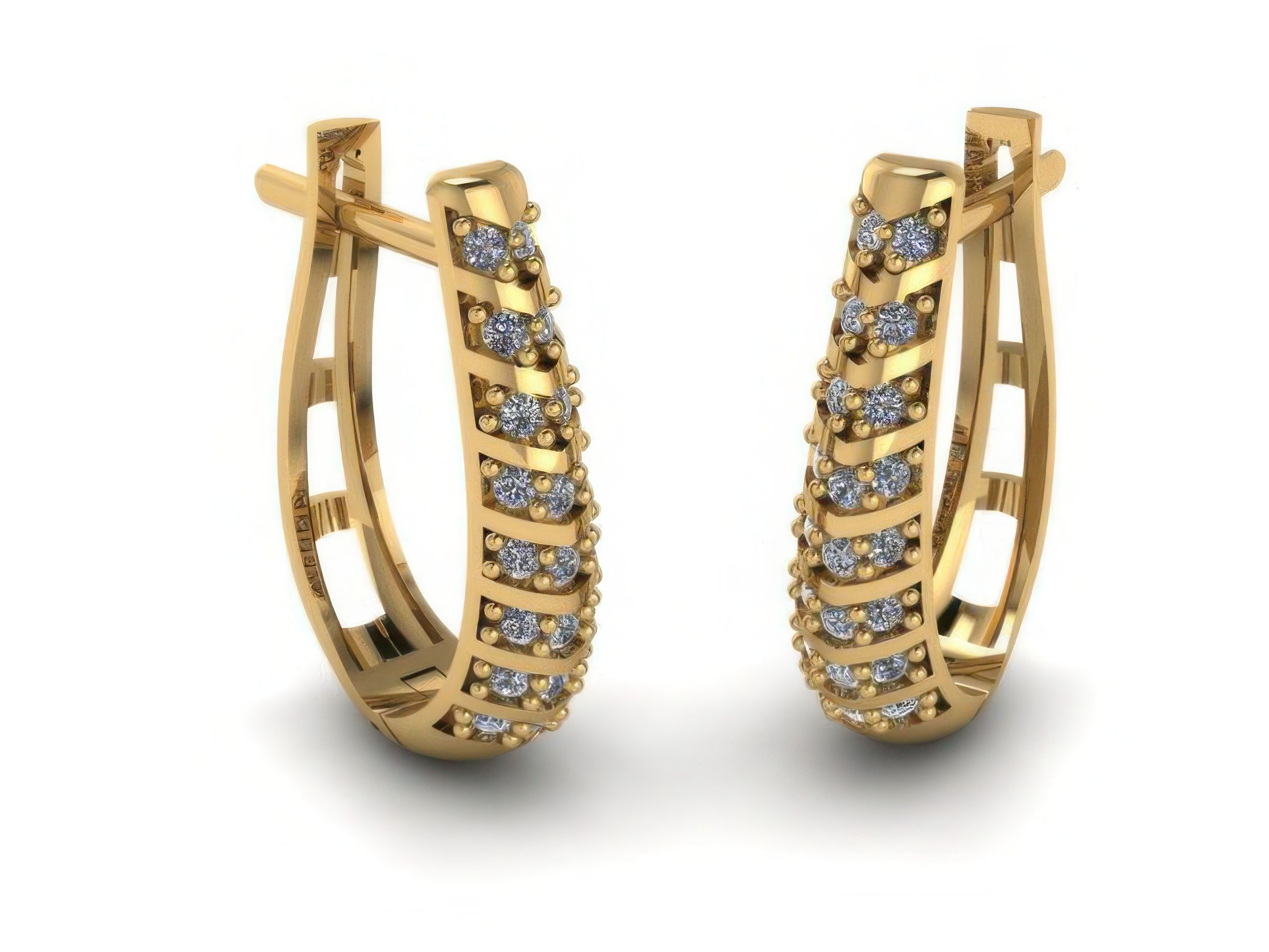 Diamond Hoops Earrings  3D print model_1
