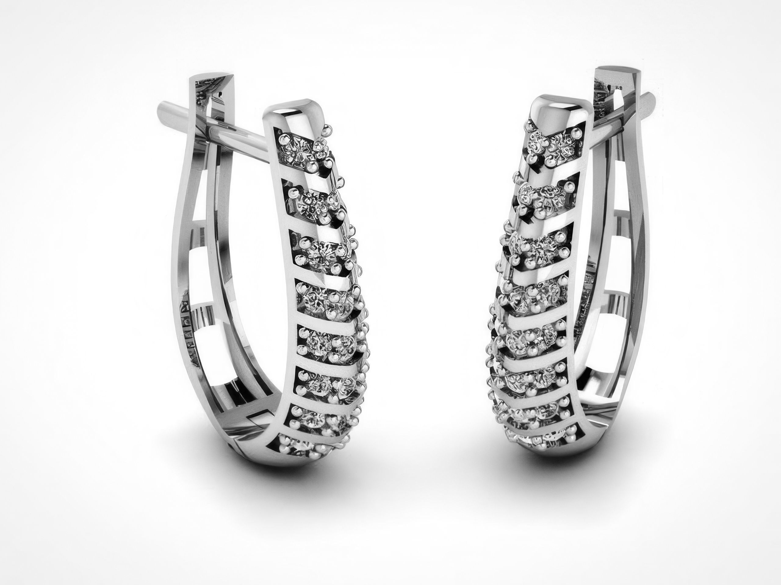 Diamond Hoops Earrings  3D print model_2