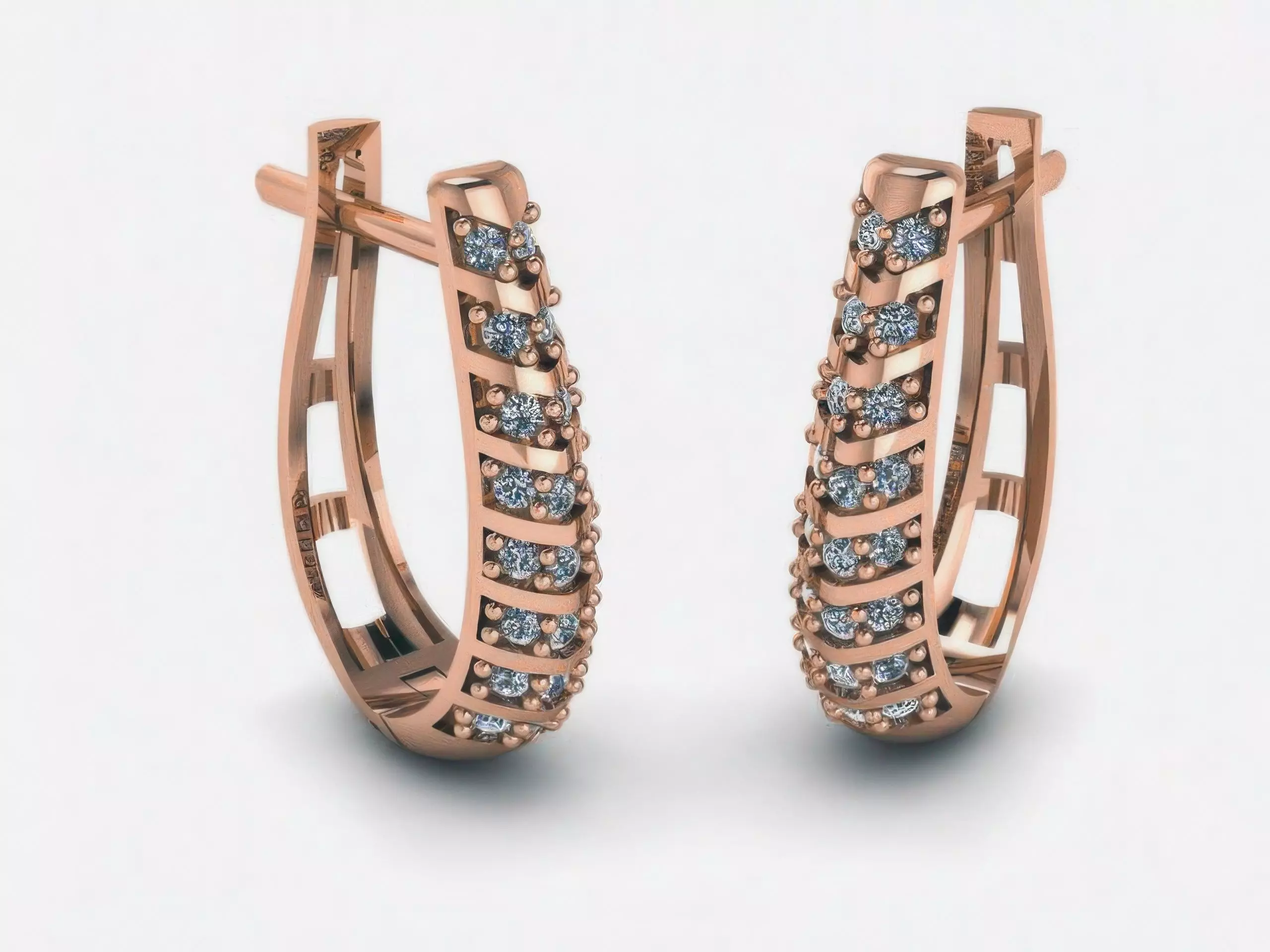 Diamond Hoops Earrings  3D print model_0