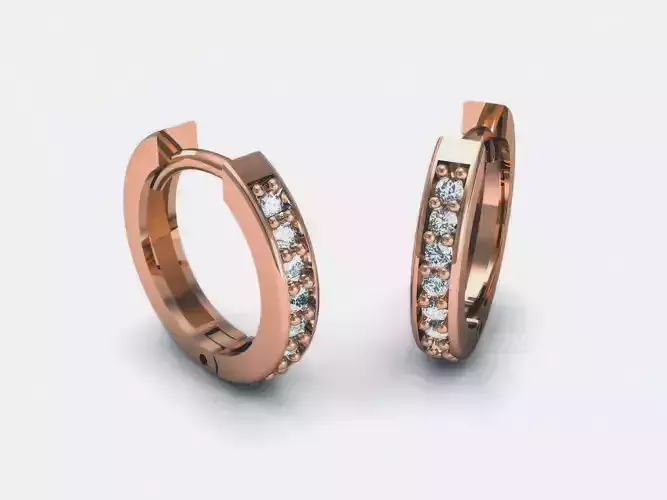 Diamond Hoops Earrings  3D print model Diamond Hoops Earrings  3D print model