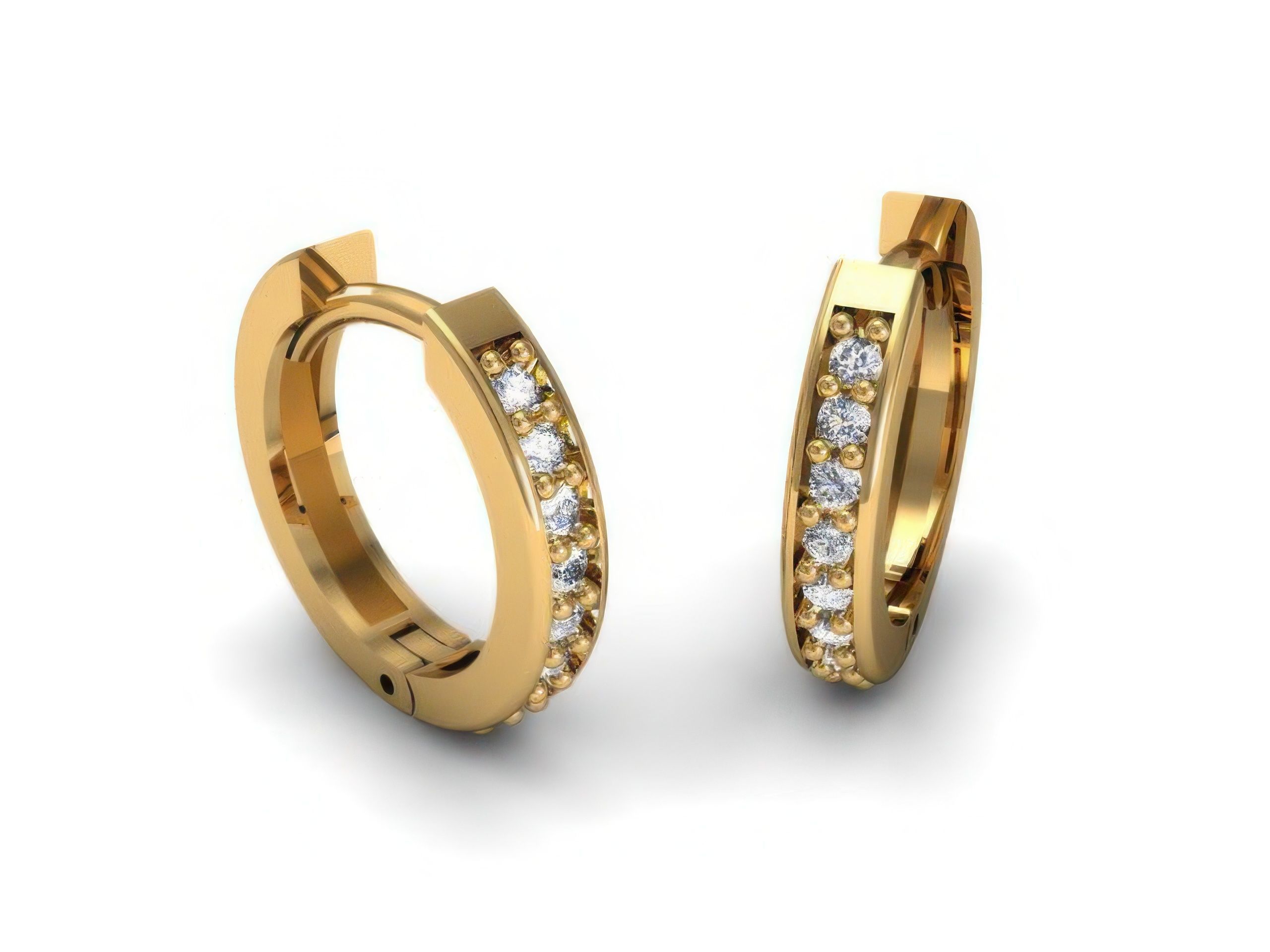Diamond Hoops Earrings  3D print model_1