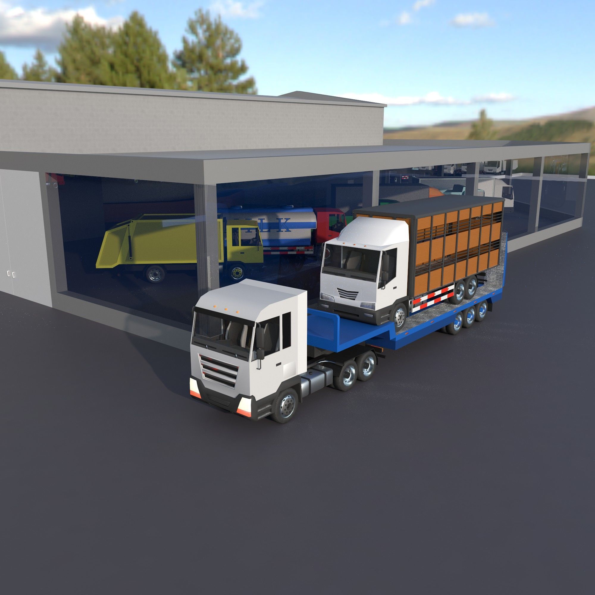 truck showroom Low-poly 3D model_4