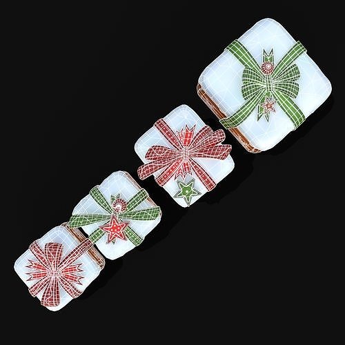 Gingerbread Giftboxes Low-poly 3D model 6