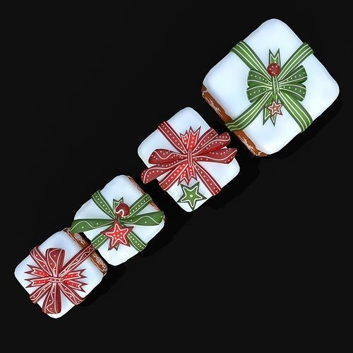 Gingerbread Giftboxes Low-poly 3D model 5