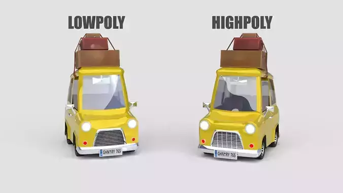 Yellow Carrier lowpoly and Highpoly
