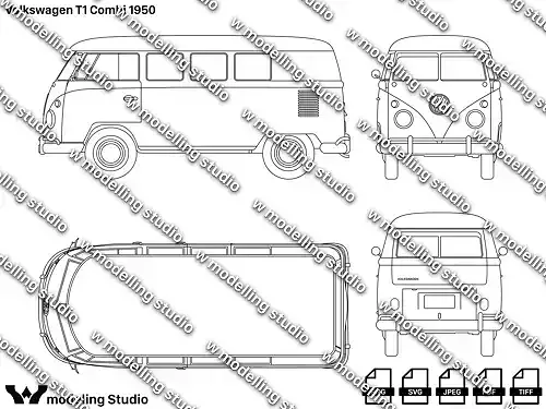 Volkswagen T1 Combi 1950 blueprint Texture