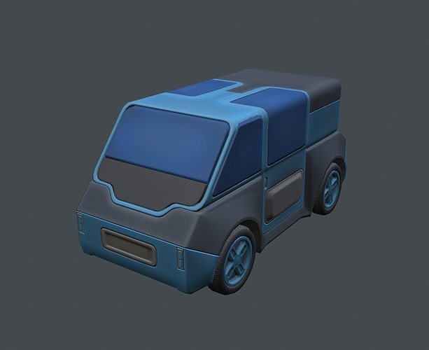 Futuristic stylized van  Low-poly 3D model 4