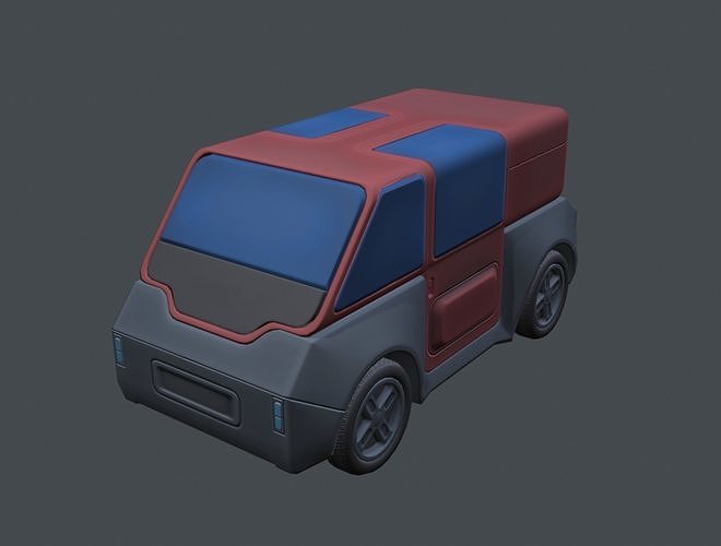 Futuristic stylized van  Low-poly 3D model 6