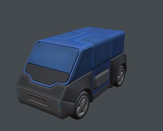 Futuristic stylized van  Low-poly 3D model 7