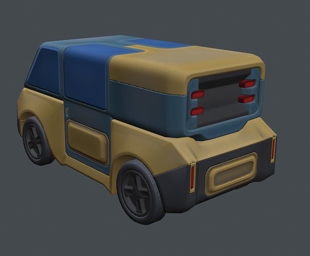 Futuristic stylized van  Low-poly 3D model 3