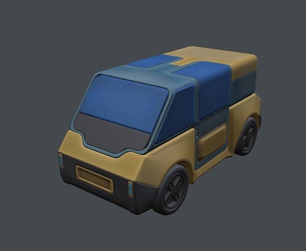 Futuristic stylized van  Low-poly 3D model 2