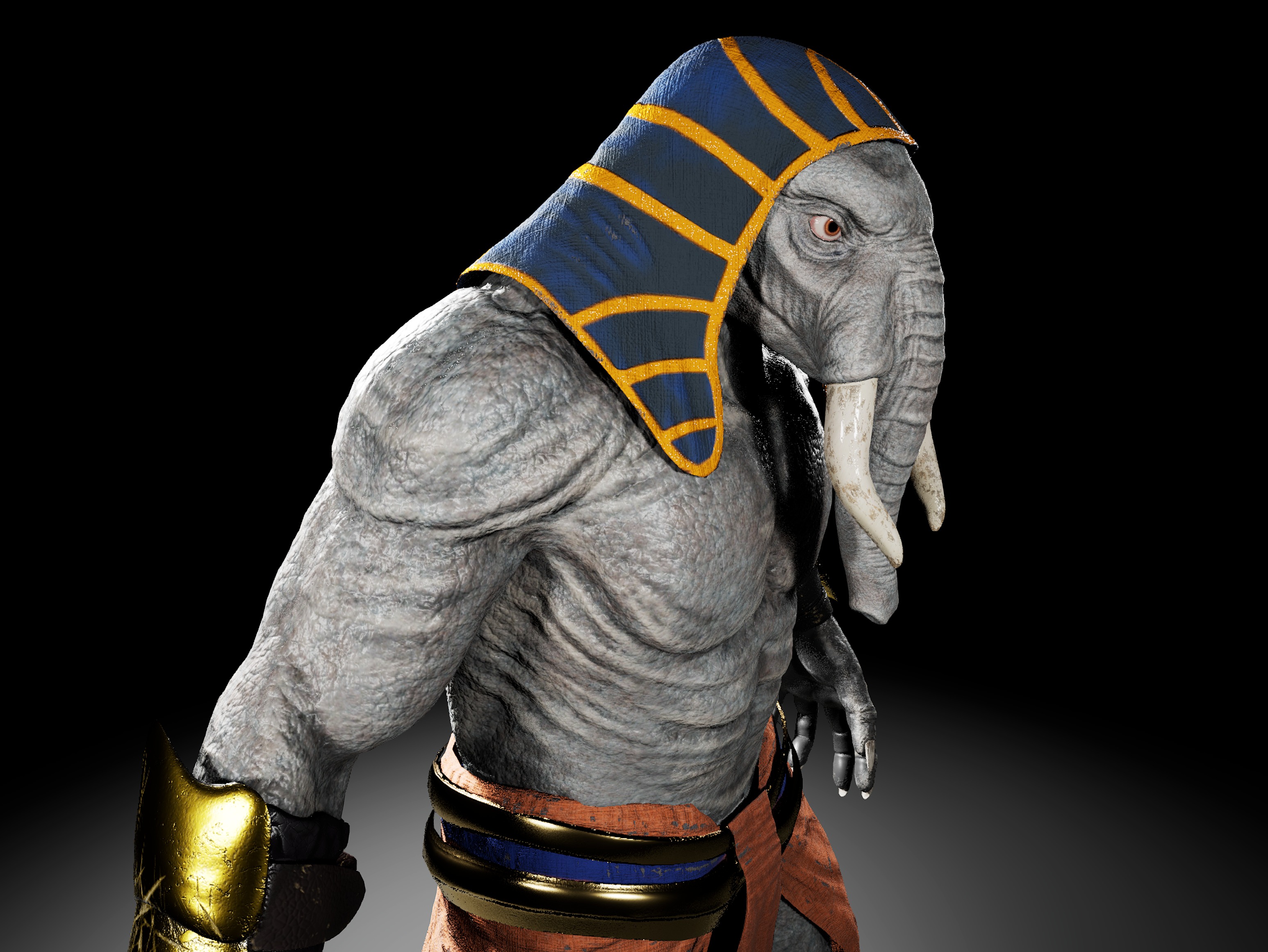 Elephant Warrior Low-poly 3D model_8