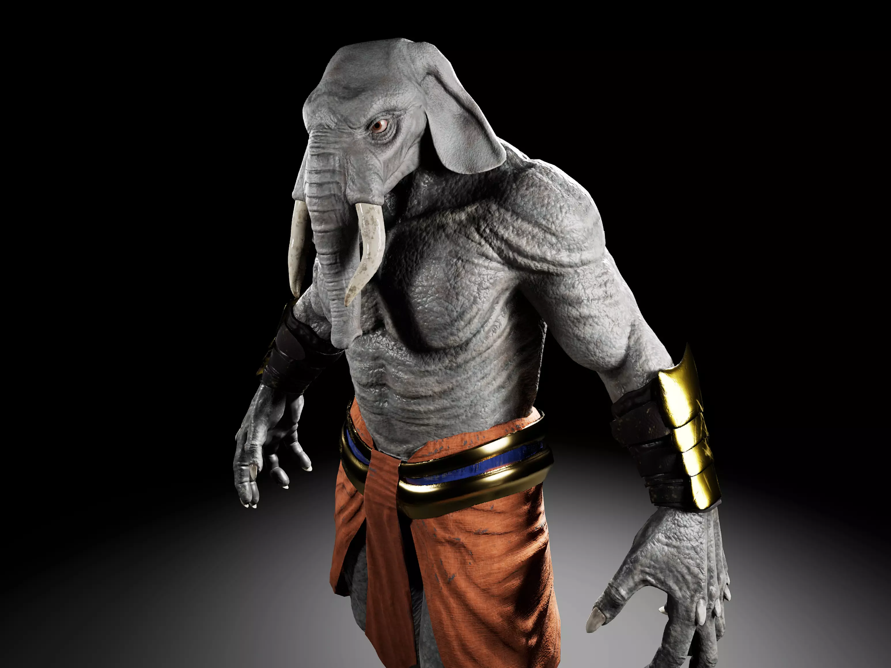 Elephant Warrior Low-poly 3D model_0