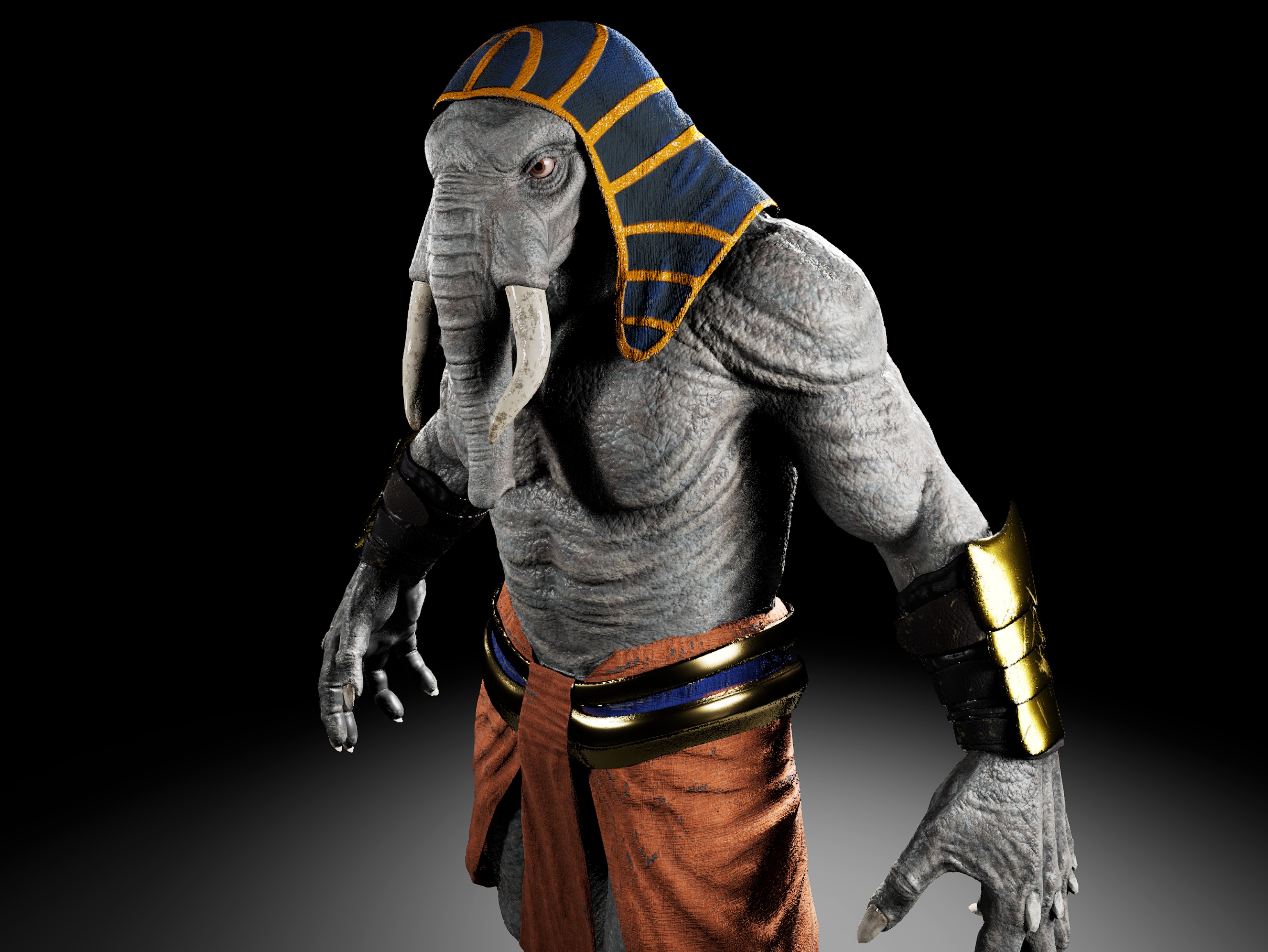 Elephant Warrior Low-poly 3D model_1