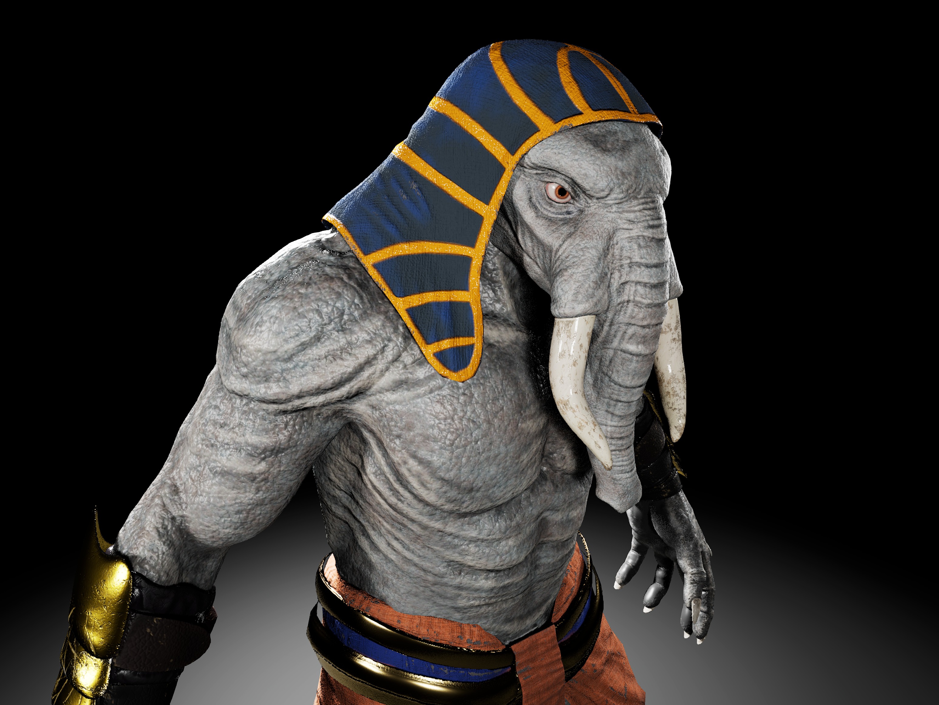 Elephant Warrior Low-poly 3D model_6