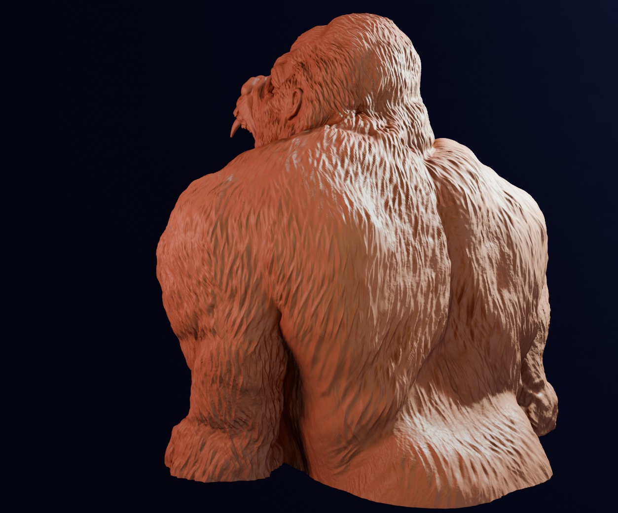 Furious gorilla bust 3D print model_2