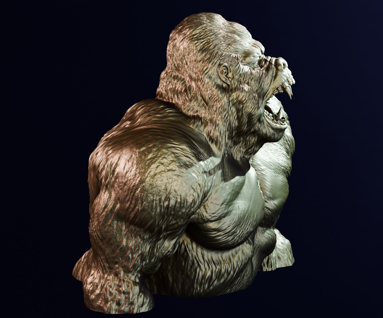 Furious gorilla bust 3D print model_6