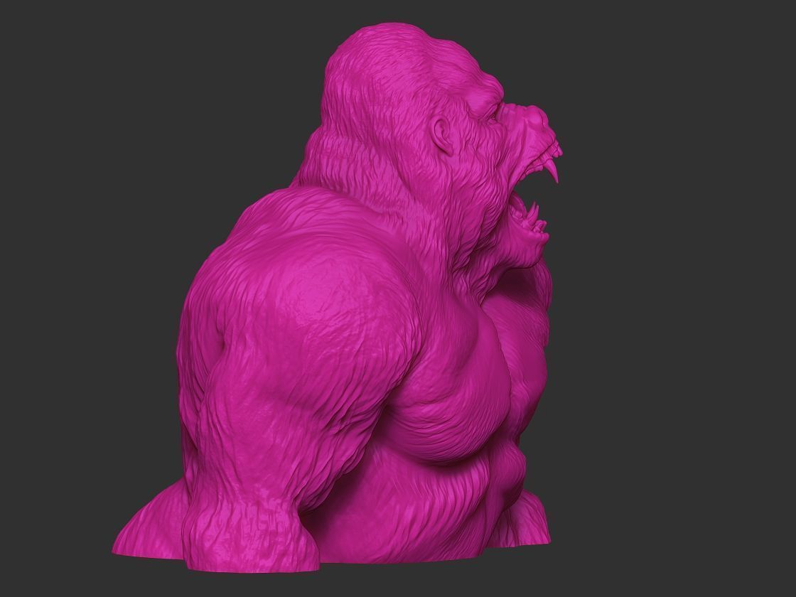 Furious gorilla bust 3D print model_9