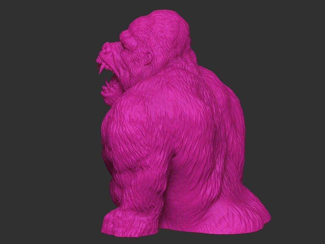 Furious gorilla bust 3D print model_11