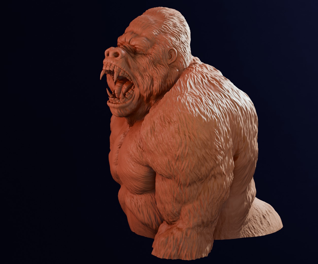 Furious gorilla bust 3D print model_1