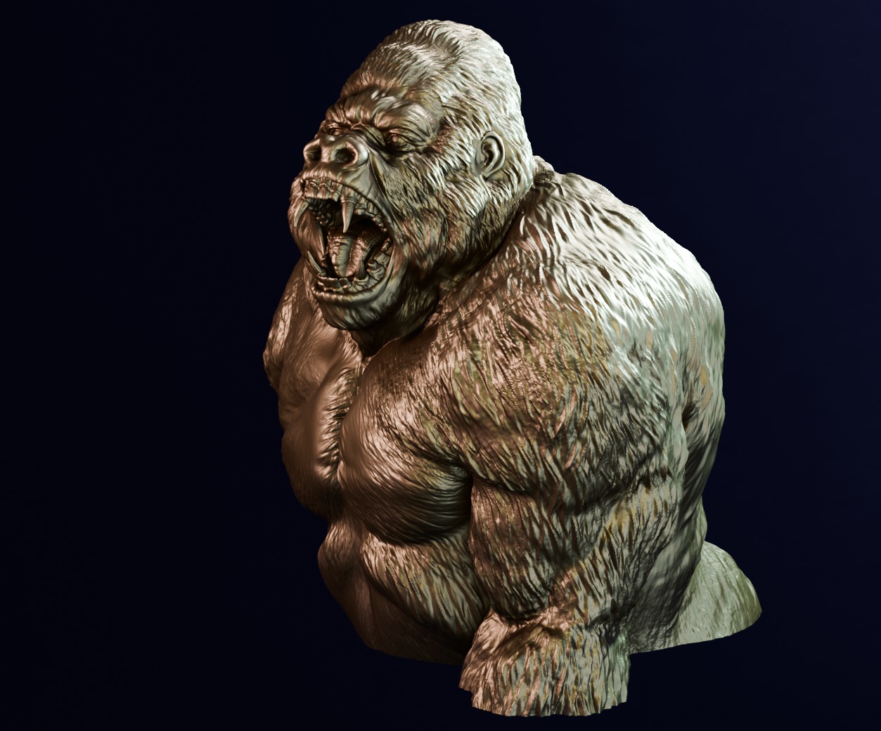 Furious gorilla bust 3D print model_5