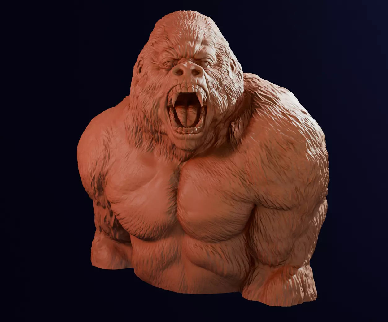 Furious gorilla bust 3D print model_0