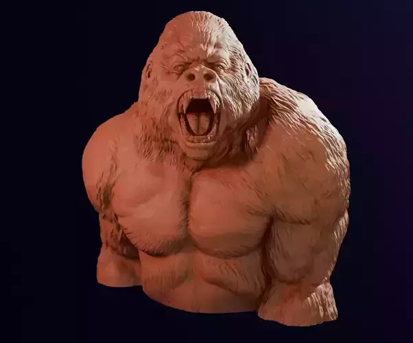 Furious gorilla bust 3D print model