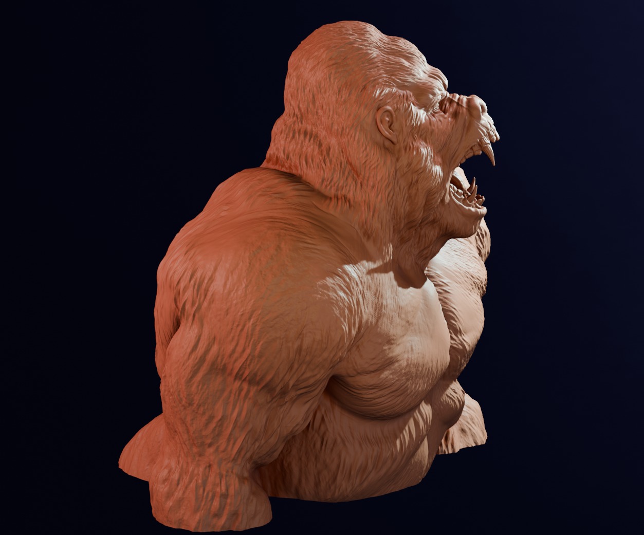 Furious gorilla bust 3D print model_3