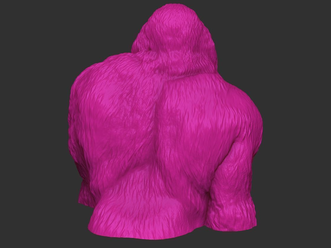 Furious gorilla bust 3D print model_10