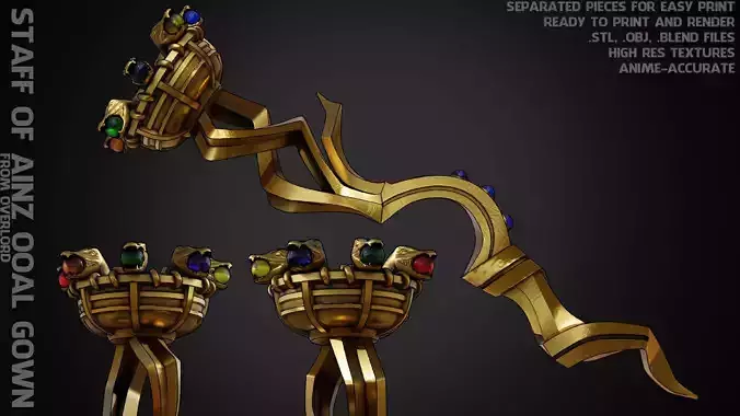 Overlord Staff of Ainz Ooal Gown for Cosplay 3D print model