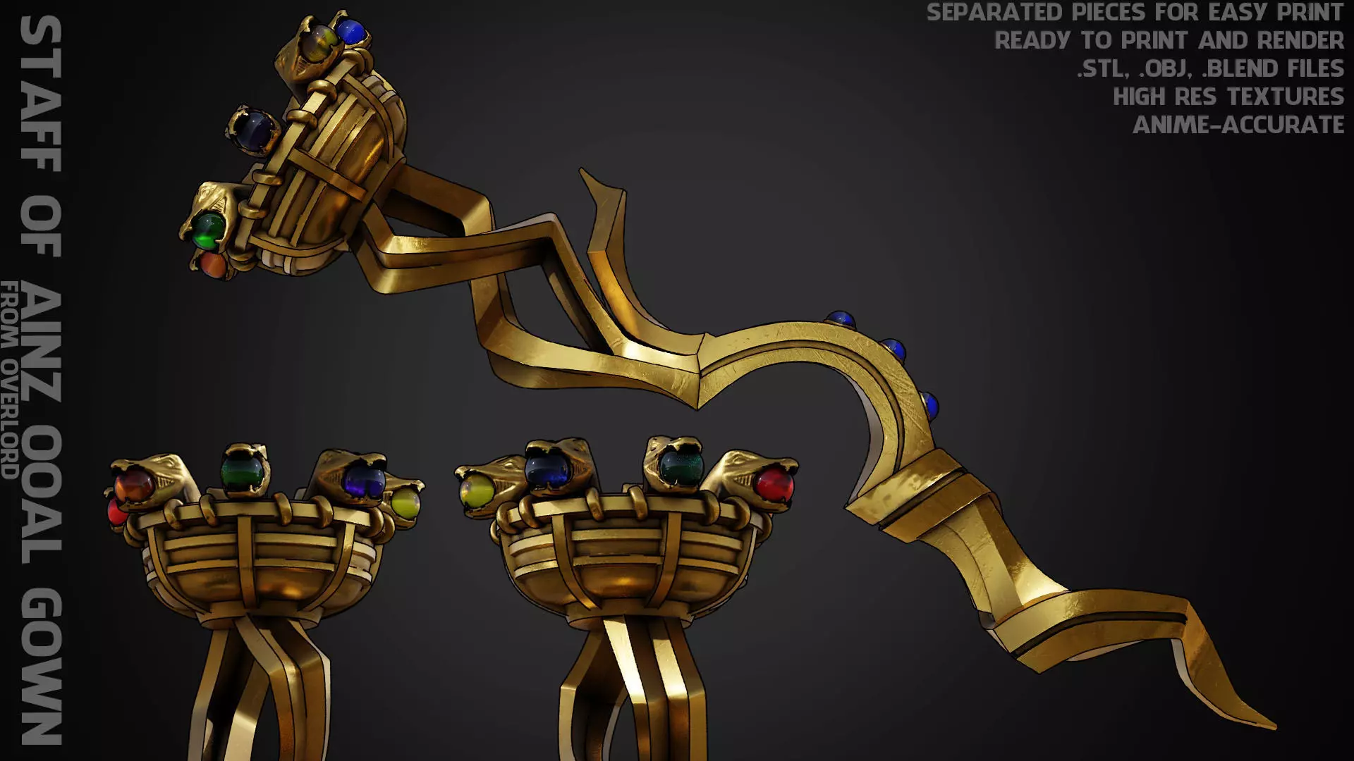Overlord Staff of Ainz Ooal Gown for Cosplay 3D print model_0