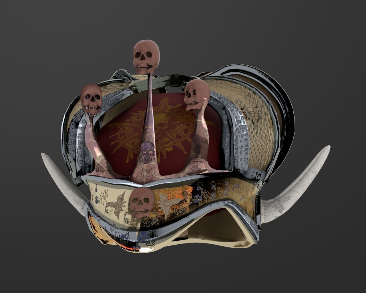 Ornate Gothic Fantasy Helmet 3D model_3