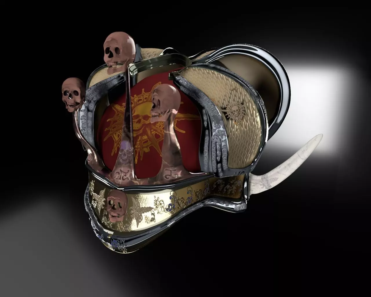 Ornate Gothic Fantasy Helmet 3D model_0